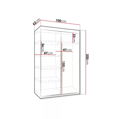 Šatníková skriňa 100 cm ELVIRA 3 - biela