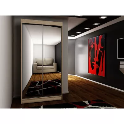Zrkadlová šatníková skriňa 100 cm s RGB LED osvetlením ELVIRA 1 - dub sonoma