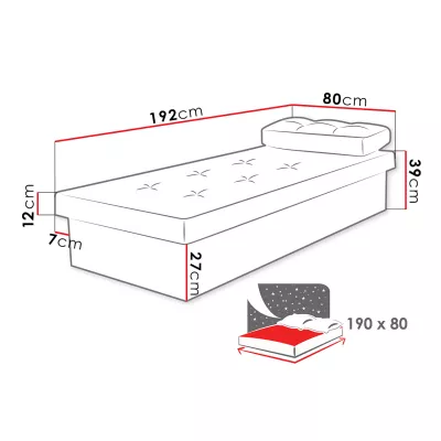 Detská váľanda s úložným priestorom 80x190 SENOMA 1 - dub sonoma / čierna