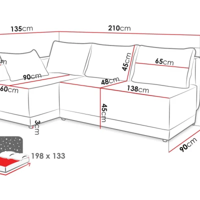 Rohová rozkladacia sedacia súprava UVERAL - krémová, pravý roh