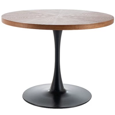 Okrúhly jedálenský stôl EDIN - orech / čierny matný