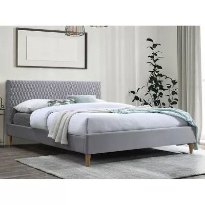 Čalúnená manželská posteľ NEVIO - 140x200 cm, svetlo šedá