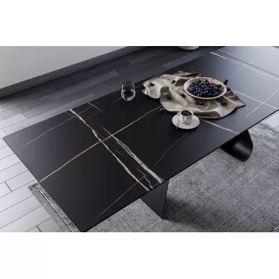 Rozkladací jedálenský stôl HELIO - 160x90, čierny