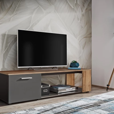 TV stolík BASILIE - čierny / dub wotan