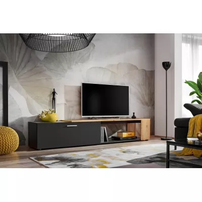 Televízny stolík BASILIE - čierny / dub wotan
