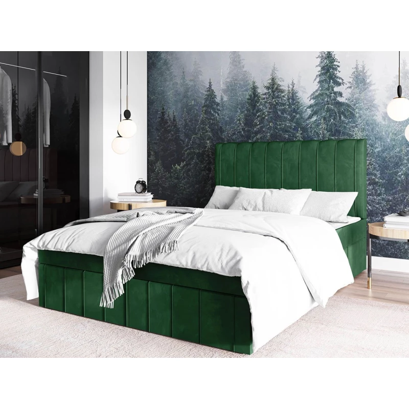 Kontinentálna dvojlôžková posteľ 140x200 MARCIAL - zelená + topper ZDARMA