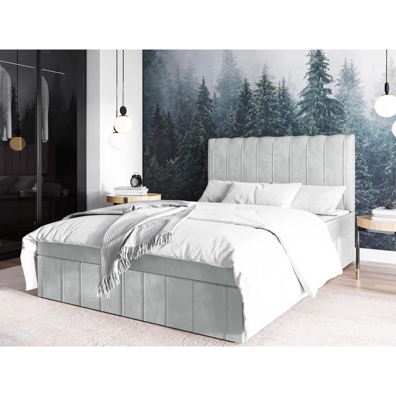 Kontinentálna dvojlôžková posteľ 140x200 MARCIAL - šedá + topper ZDARMA
