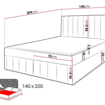 Kontinentálna dvojlôžková posteľ 180x200 MARCIAL - šedá + topper ZDARMA