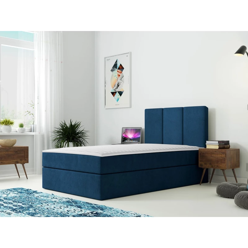 Kontinentálna detská posteľ 100x200 LOBO - modrá, ľavé prevedenie + topper ZDARMA