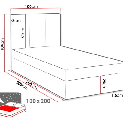 Kontinentálna detská posteľ 100x200 LOBO - zelená, ľavé prevedenie + topper ZDARMA