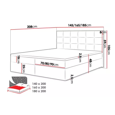 Kontinentálna manželská posteľ 180x200 BALJA 4 - modrá + topper ZDARMA