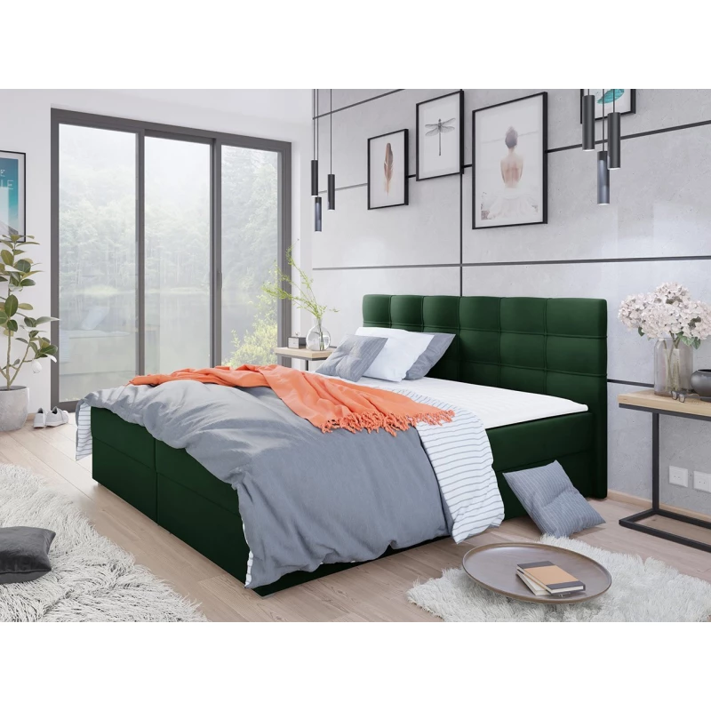 Hotelová posteľ s úložným priestorom 160x200 BALJA 2 - zelená + topper ZDARMA