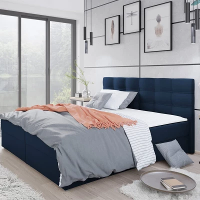 Hotelová posteľ s úložným priestorom 140x200 BALJA 2 - modrá + topper ZDARMA