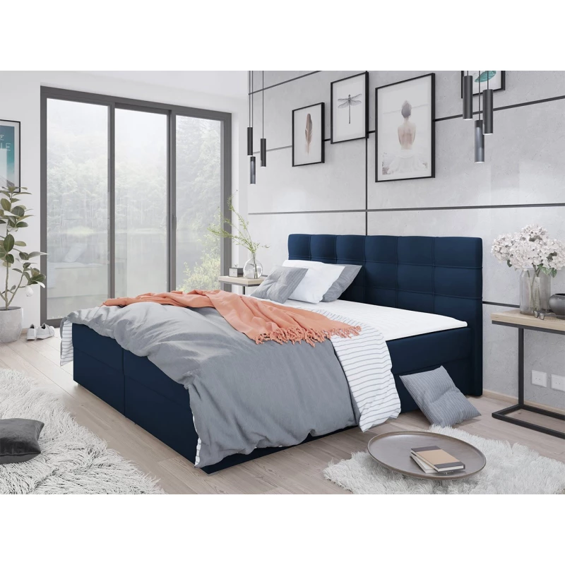 Hotelová posteľ s úložným priestorom 140x200 BALJA 2 - modrá + topper ZDARMA