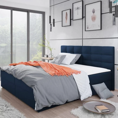 Moderná hotelová posteľ 160x200 BALJA 1 - modrá + topper ZDARMA