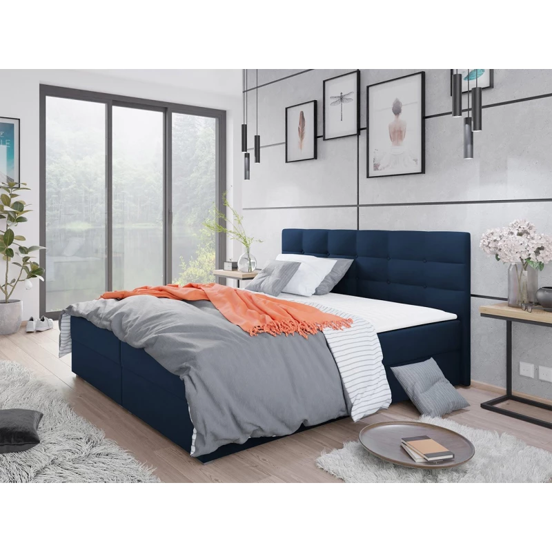 Moderná hotelová posteľ 160x200 BALJA 1 - modrá + topper ZDARMA
