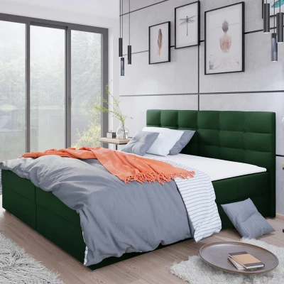 Moderná hotelová posteľ 160x200 BALJA 1 - zelená + topper ZDARMA