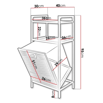 Regál s košom na bielizeň MADIA - hnedý