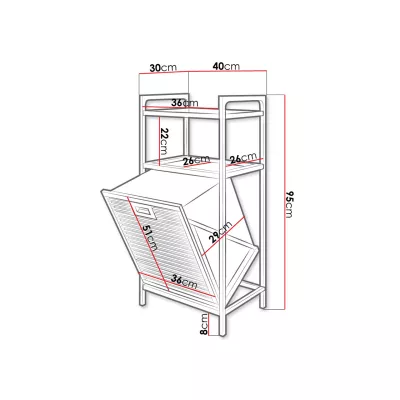 Regál s košom na bielizeň MADIA - hnedý
