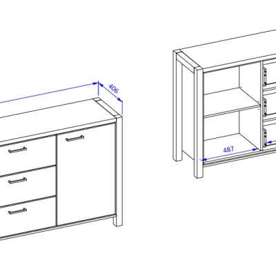 Kombinovaná komoda SONJA - dub taurus / čierna