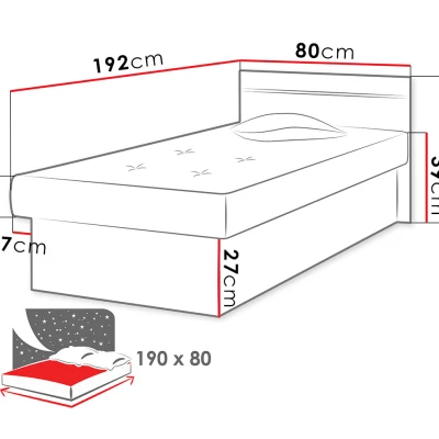 Detská váľanda s úložným priestorom 80x190 SENOMA 2 - jaseň tmavý / zelená