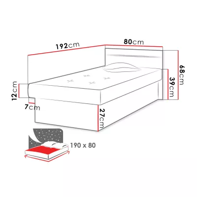 Detská váľanda s úložným priestorom 80x190 SENOMA 2 - jaseň tmavý / zelená