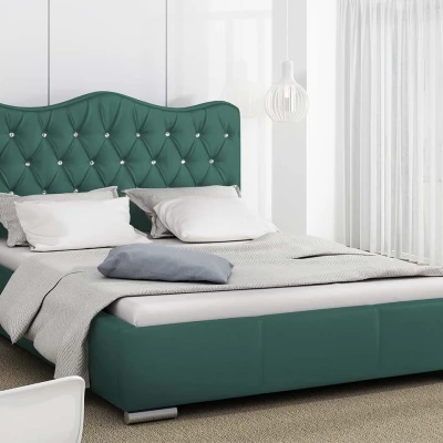 Čalúnená manželská posteľ 160x200 SALVADORA - zelená