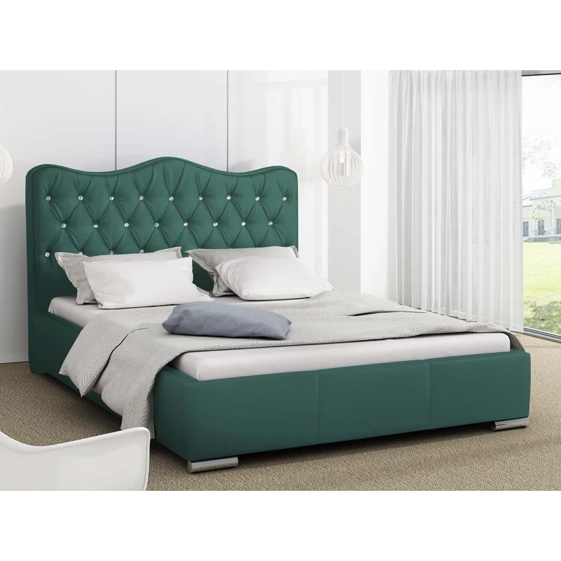 Čalúnená manželská posteľ 140x200 SALVADORA - zelená