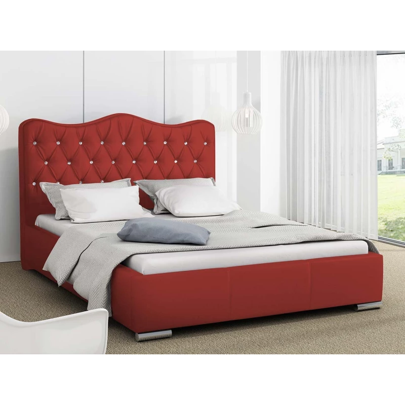 Čalúnená manželská posteľ 140x200 SALVADORA - červená