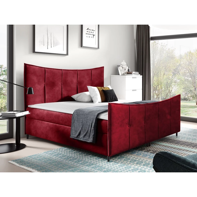 Hotelová dvojlôžková posteľ 200x200 MORISA - červená + topper ZDARMA