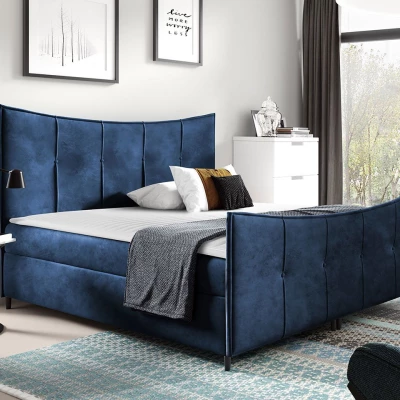 Hotelová dvojlôžková posteľ 200x200 MORISA - modrá + topper ZDARMA