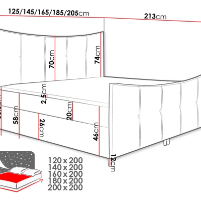 Hotelová dvojlôžková posteľ 180x200 MORISA - červená + topper ZDARMA