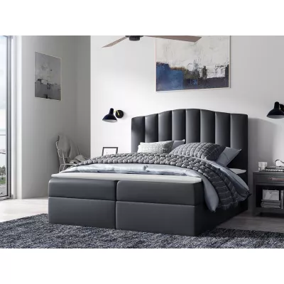 Boxspringová jednolôžková posteľ 120x200 REYA - šedá ekokoža + topper ZDARMA