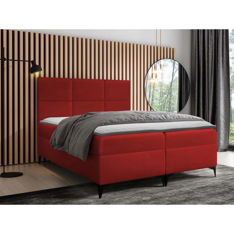 Americká manželská posteľ 200x200 NIEVE - červená + topper ZDARMA