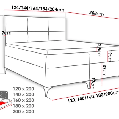 Americká jednolôžková posteľ 120x200 NIEVE - červená + topper ZDARMA