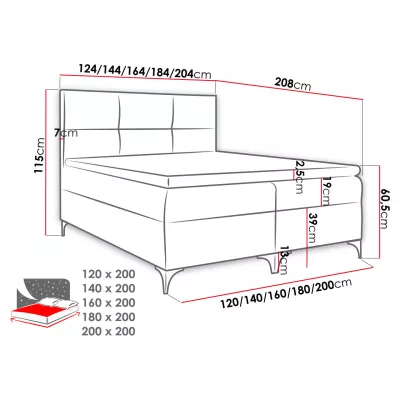Americká jednolôžková posteľ 120x200 NIEVE - červená + topper ZDARMA