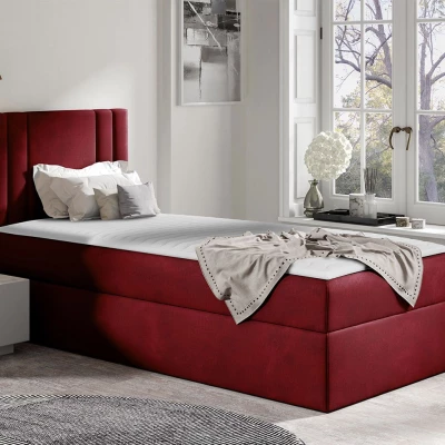 Americká jednolôžková posteľ 90x200 VITORIA MINI - červená, pravé prevedenie + topper ZDARMA