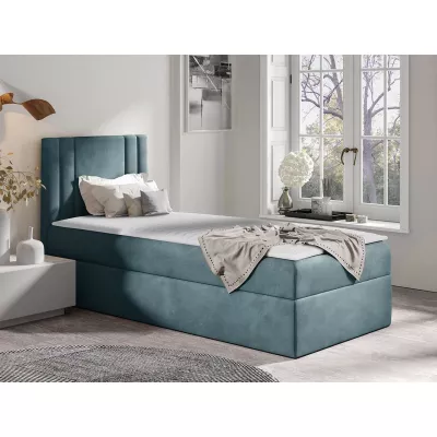 Americká jednolôžková posteľ 80x200 VITORIA MINI - modrá, pravé prevedenie + topper ZDARMA