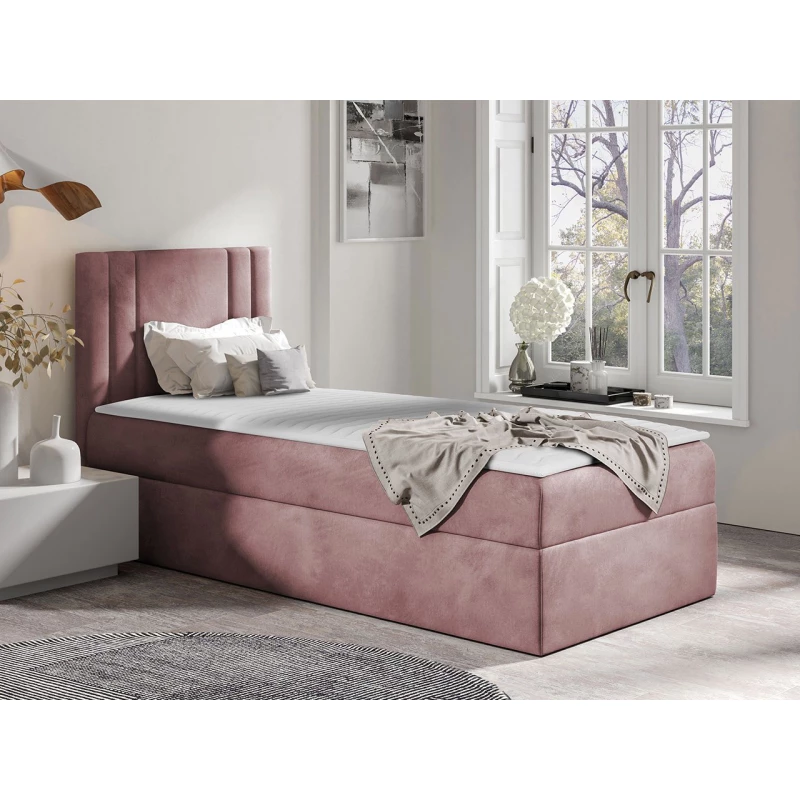 Americká jednolôžková posteľ 100x200 VITORIA MINI - ružová, pravé prevedenie + topper ZDARMA