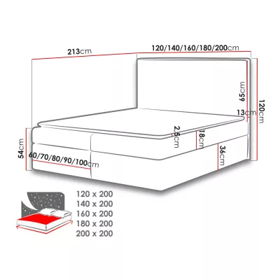 Kontinentálna dvojlôžková posteľ 200x200 MARICELA - modrá + topper ZDARMA