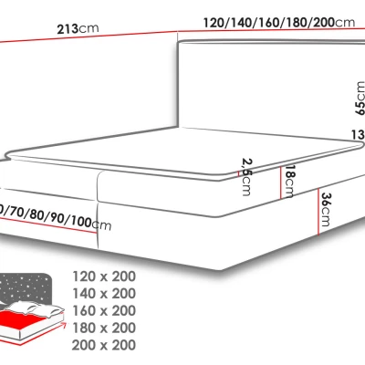 Kontinentálna dvojlôžková posteľ 200x200 MARICELA - svetlá šedá + topper ZDARMA