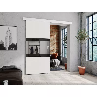 Posuvné interiérové dvere so zrkadlom OLIVERIO - 100 cm, biele