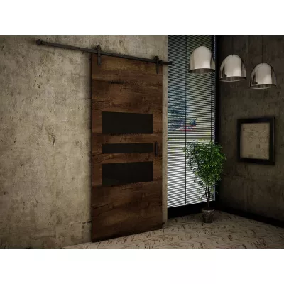 Posuvné interiérové dvere XAVIER 1 - 80 cm, čierne / jaseň tmavý
