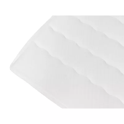 Boxspringová jednolôžková posteľ 90x200 ROCIO 3 - biela ekokoža / čierna, pravé prevedenie + topper ZDARMA