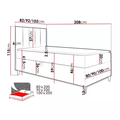 Hotelová jednolôžková posteľ 90x200 ROCIO 1 - biela ekokoža / žltá, pravé prevedenie + topper ZDARMA