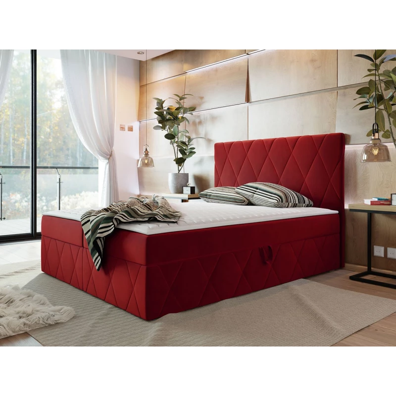 Hotelová manželská posteľ 180x200 PALMA - červená + topper ZDARMA