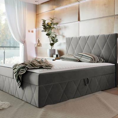 Hotelová manželská posteľ 180x200 PALMA - šedá + topper ZDARMA