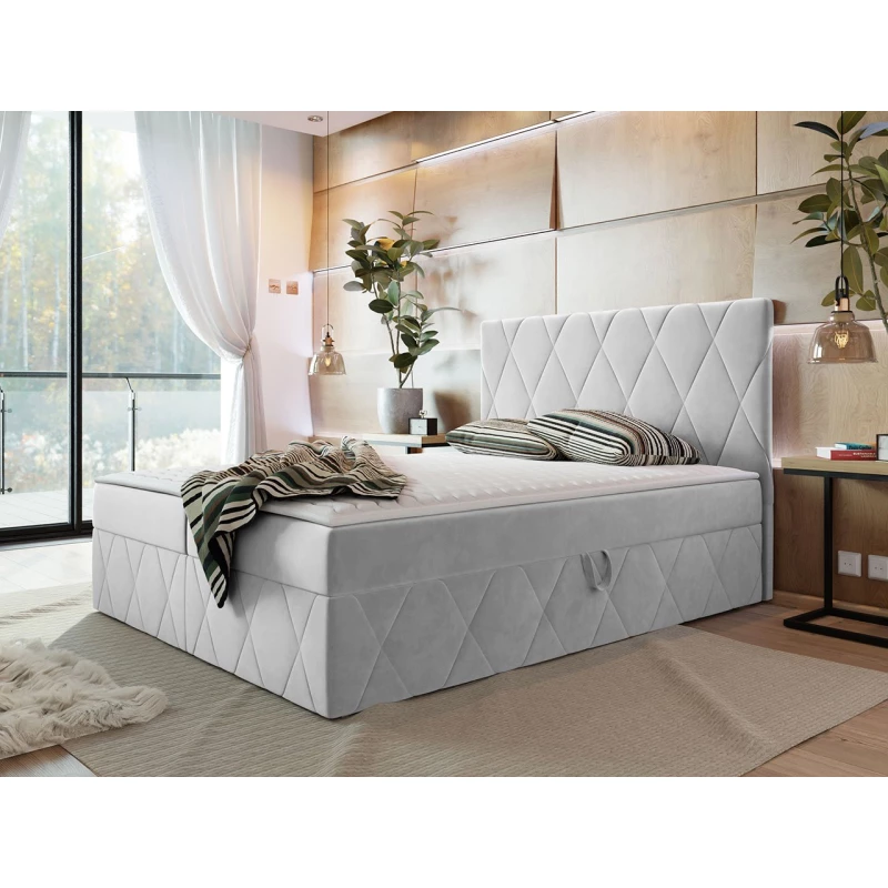 Hotelová manželská posteľ 160x200 PALMA - svetlá šedá + topper ZDARMA
