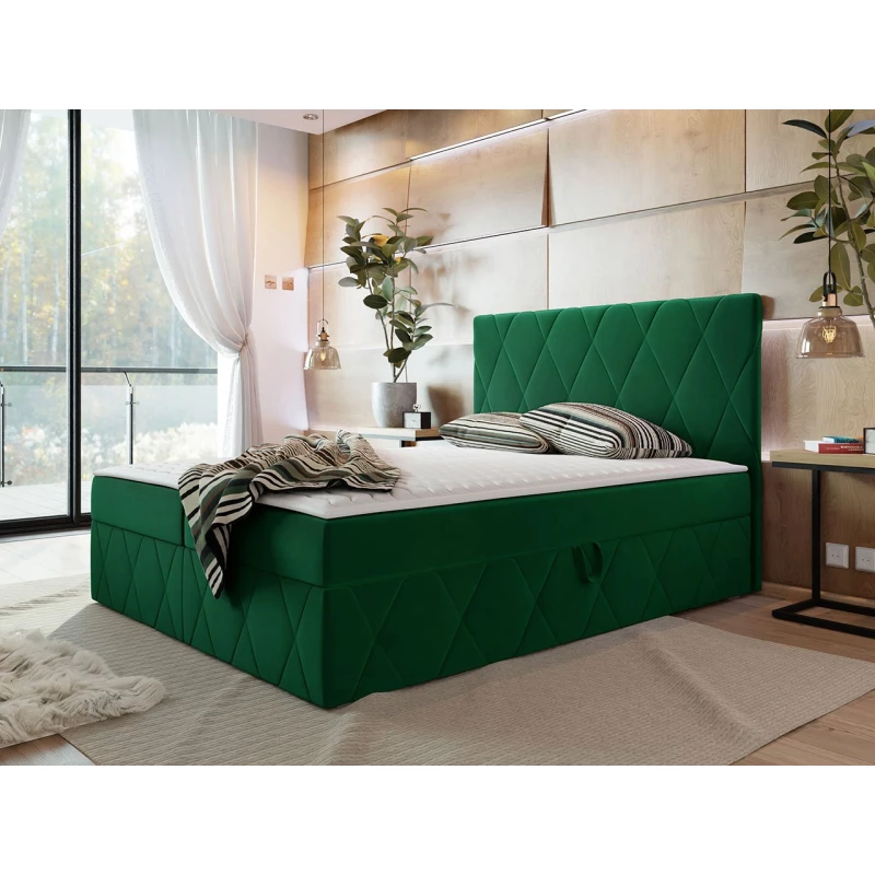 Hotelová manželská posteľ 160x200 PALMA - zelená + topper ZDARMA