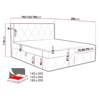 Hotelová manželská posteľ 180x200 PALMA - hnedá + topper ZDARMA